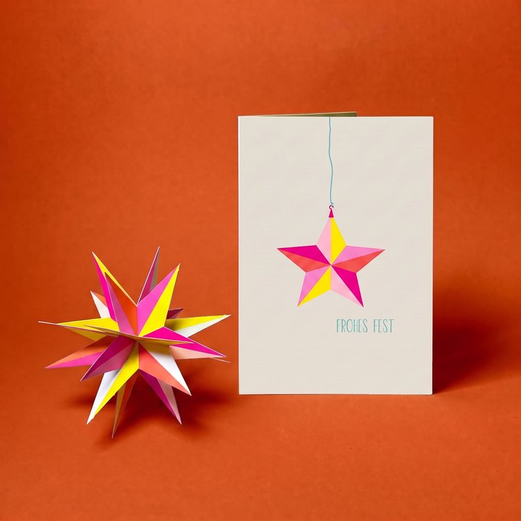 Compositing-Mockup der HeyCards-Winterstern-Karte im Co-Branding.